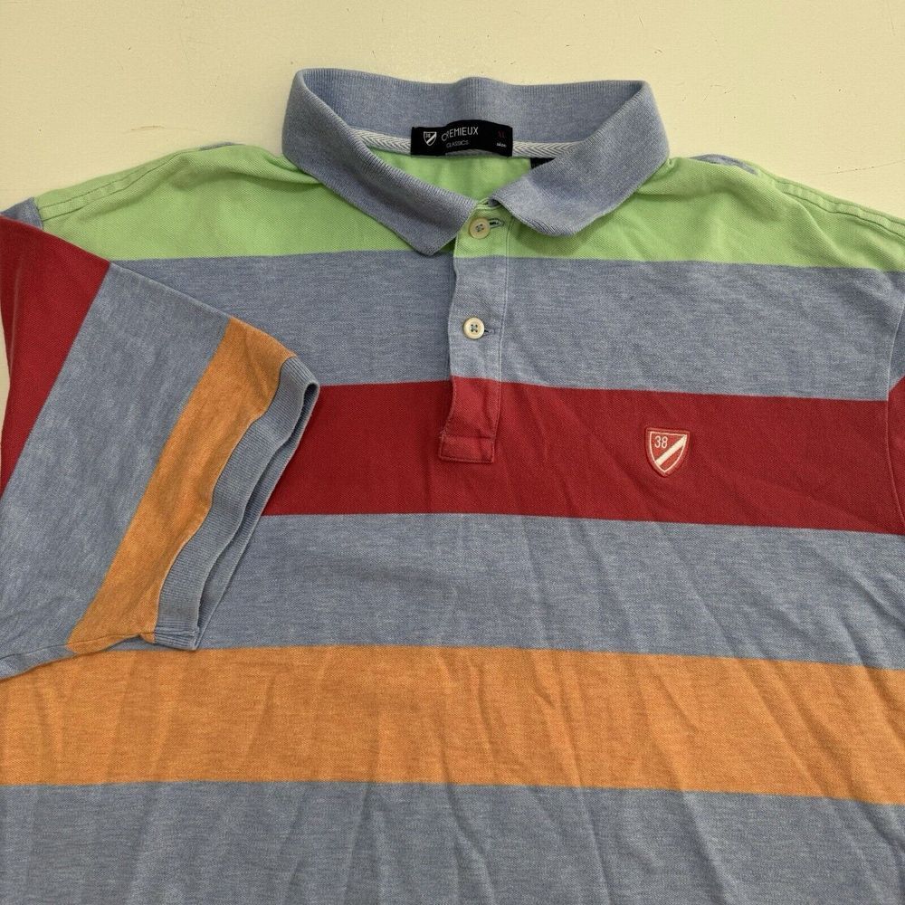 Cremieux Classics Cotton‎ Multicolor Striped Polo Shirt, Size XL